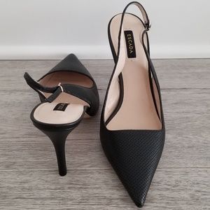 Escada leather heels black pointed toe NWOT